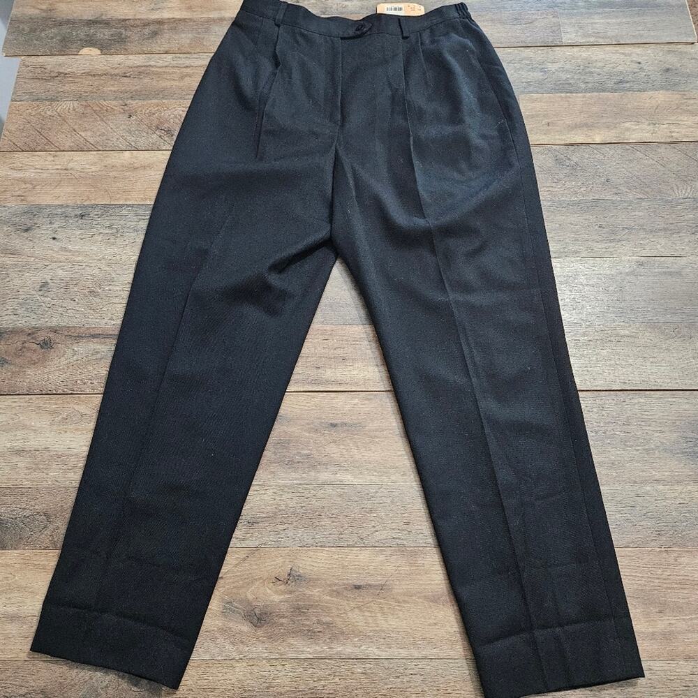 Vintage With Tags Career Essentials Trousers Black Wool Pants Plus Size 16 Short